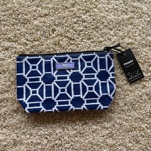 Scout Twiggy Skinny Pouch Lattice Knight Blue Slim Cosmetic Bag NWT